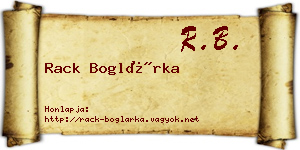 Rack Boglárka névjegykártya